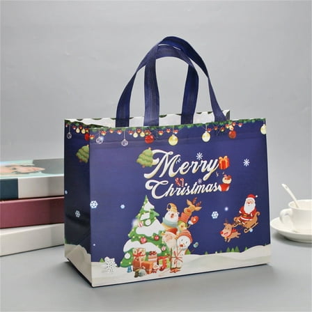 Gosuguu Large Reusable Christmas Tote Bag with Handles for Grocery Shopping and Holiday Gift Giving