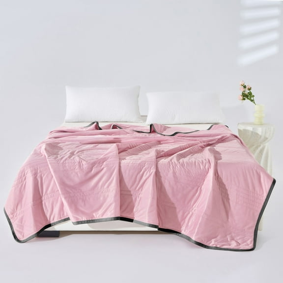 Gosuguu Lightweight Summer Quilt in Multicolor Polyester with Lace Trim and Quilted Construction