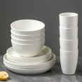 thumbnail image 1 of Gosuguu Melamine Dinnerware Set, Plastic Plates Bowls Cups, 16-Piece Shatterproof Tableware for Home Kitchen, Microwave and Dishwasher Safe, 1 of 6
