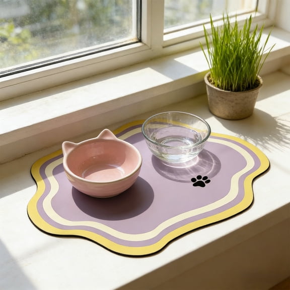 Gosuguu Nylon Pet Feeding Mat with Non-Slip Backing for Cat and Dog Food and Water Bowls