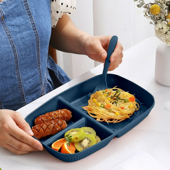 Gosuguu Portion Controlled Diet Plates for Adults, Divided Dinner Plates with Compartments, Straw Plates for Easy Meal Management and Diet Tracking