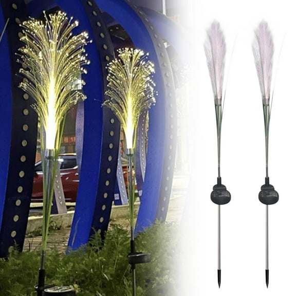 Gosuguu Solar Powered Outdoor Garden Lights with Wind Swaying Fiber Optic Stems for Yard and Patio Decoration
