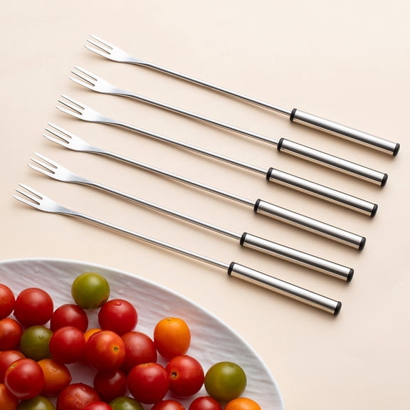 Gosuguu Stainless Steel Telescopic Forks Set of 6 with Extendable Handle for Fruit Desserts Appetizers and Seafood