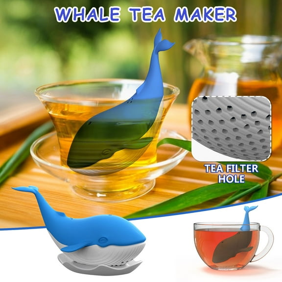 Gosuguu Whale-Shaped Tea Infuser with Long Handle for Loose Leaf Tea