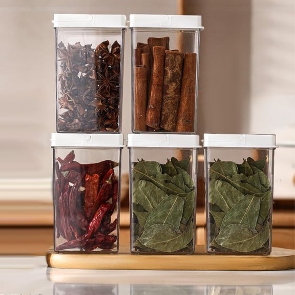 Gosuguu White Spice Organizer Box | 1-Piece Transparent Kitchen Storage for Cumin, Pepper, Oregano | 13.5x8.5x5cm