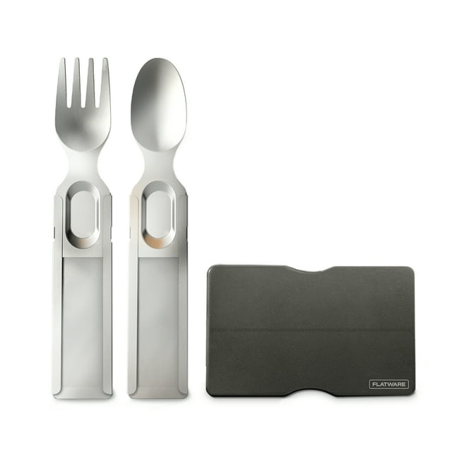 Gosun Flatware - Wallet Sized Travel Utensils - Silver, 2 Count