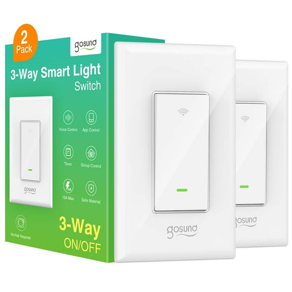 Gosund 3-Way Smart Light Switch, Wi-Fi for Light Compatible with Alexa, Google Assistant, Neutral Wire Required, Remote Control, Etl and Fcc Listed, 2 Pack