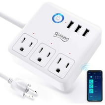 Gosund Smart Power Strip Work with Alexa Google Home, Smart Plug Surge Protector with 3 USB 3 Charging Port 10 A(White）