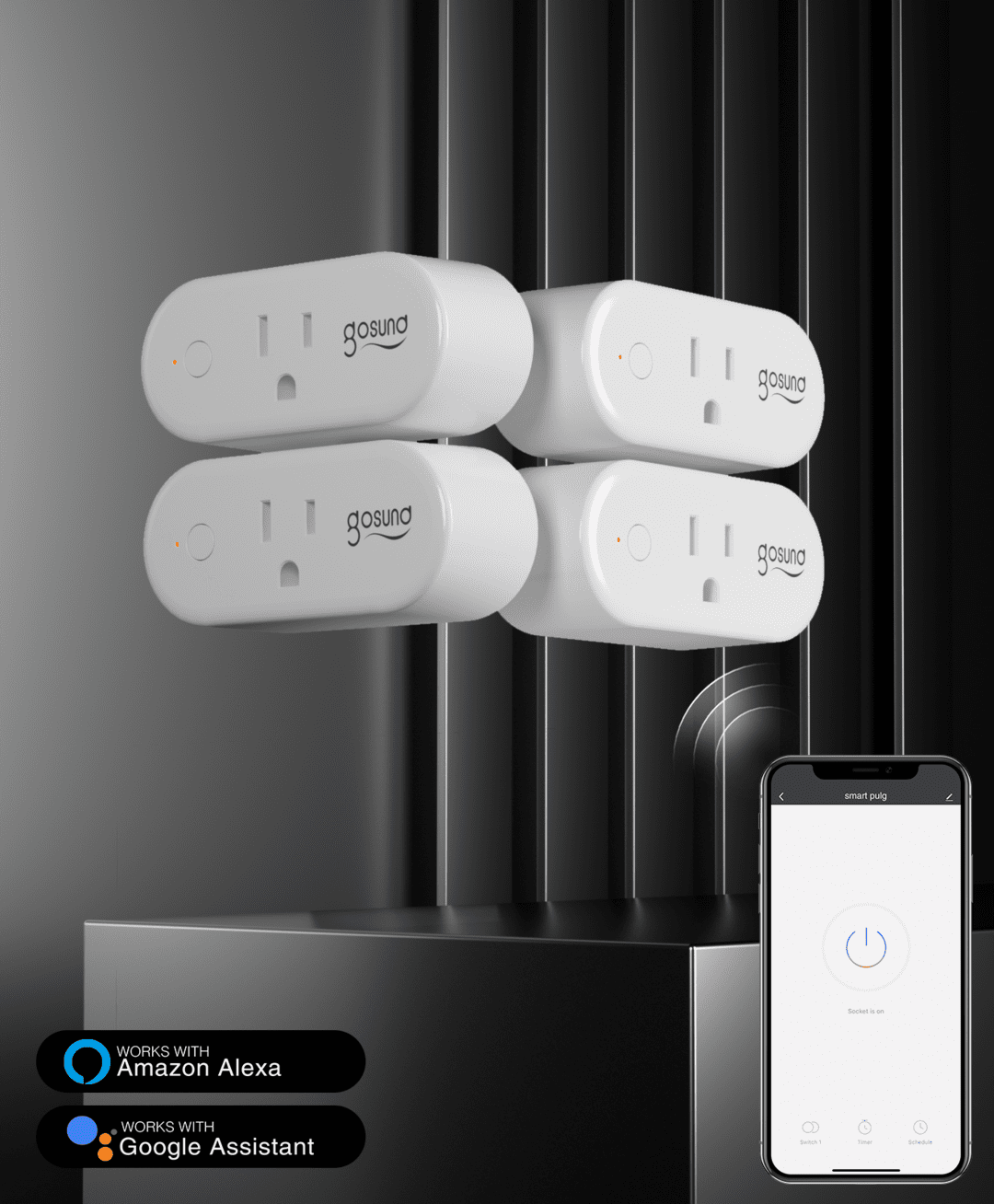 4PK Gosund Wifi Smart Plug Outlet Alexa Google Home with APP Voice Control  Timer