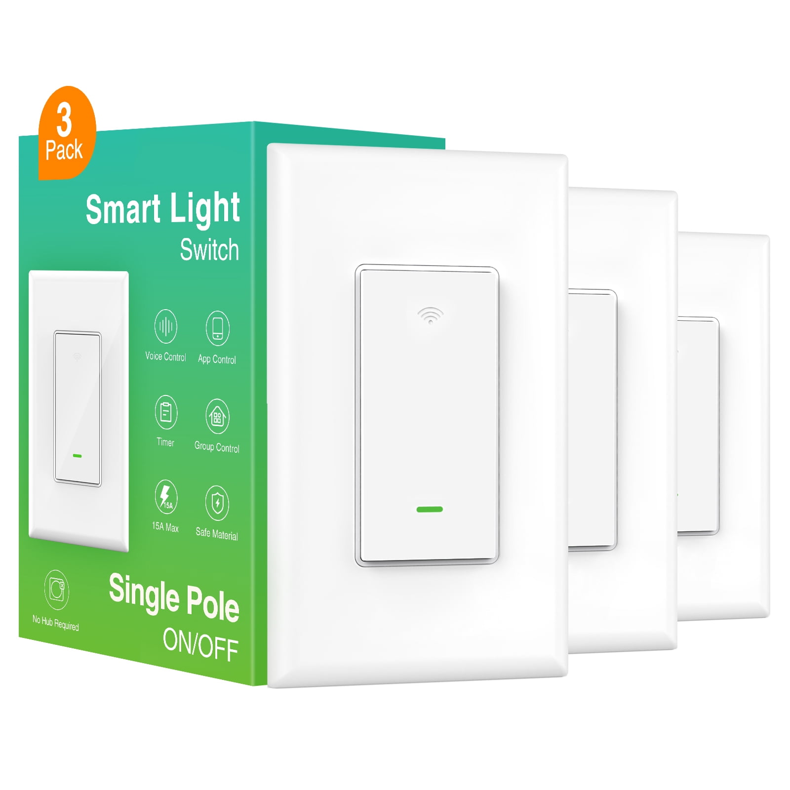 WiFi In Wall Smart Switch Light App Timer Alexa Google Home Remote Voice  Control