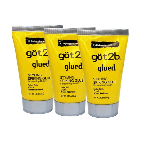 Got2b Glued Styling Spiking Glue, Screaming Hold, Spike, Grip, Chunk, Water resistant, 1.25 oz - 3 Pack