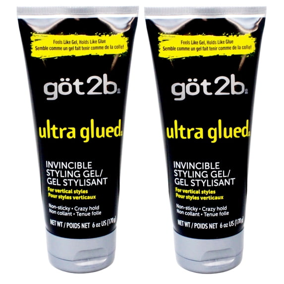 Got 2B Ultra Glued Invincible Styling Gel For Hair, No Flake Formula - 6 Oz, 2 Pack