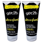 Got 2B Ultra Glued Invincible Styling Gel For Hair, No Flake Formula - 6 Oz, 2 Pack