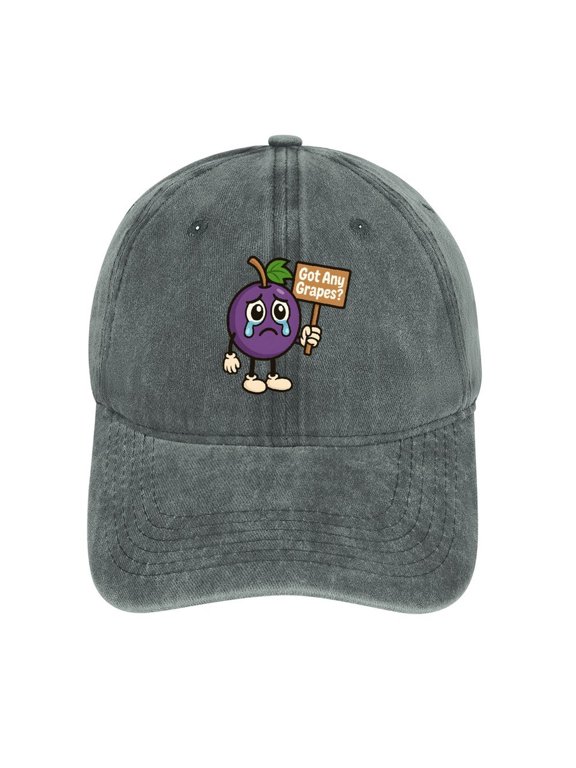 Got Any Grapes Gray Baseball Cap for Men Women, Adjustable Snapback Hats Cotton Hat