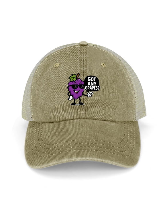 Got Any Grapes Khaki Trucker Hat for Men Women, Adjustable Mesh Back Baseball Cap