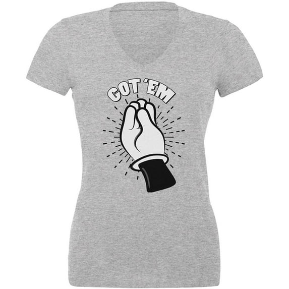 Got Em Juniors V-Neck T Shirt Heather SM