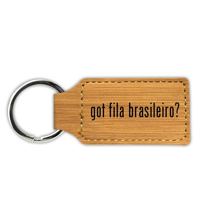 Got Fila Brasileiro Keychain Leatherette Rectangle Laser Engraved Many Colors Key Chain Ring 2 Bamboo