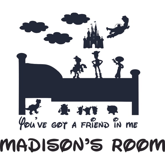 You've Got A Friend In Me Wall Vinyl Customized Name Wall Decal - Custom Vinyl Wall Art - Personalized Name - Baby Girl Boy Kid Bedroom Wall Decal Room Decor Wall Stickers Decoration Size (20x18 inch)