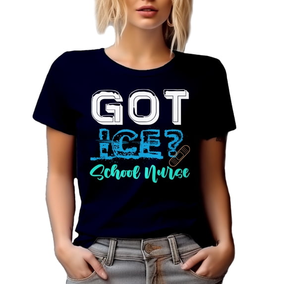 Got Ice? School Nurse - Nursing Profession in Education Field, Navy Blue T-Shirt, Large