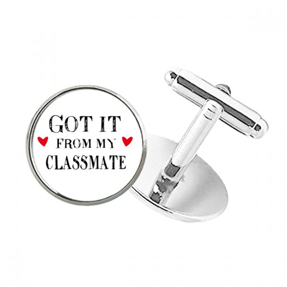 Got It From My Classmate Graduation Season Round Button Cuff Clip Stud Cufflinks