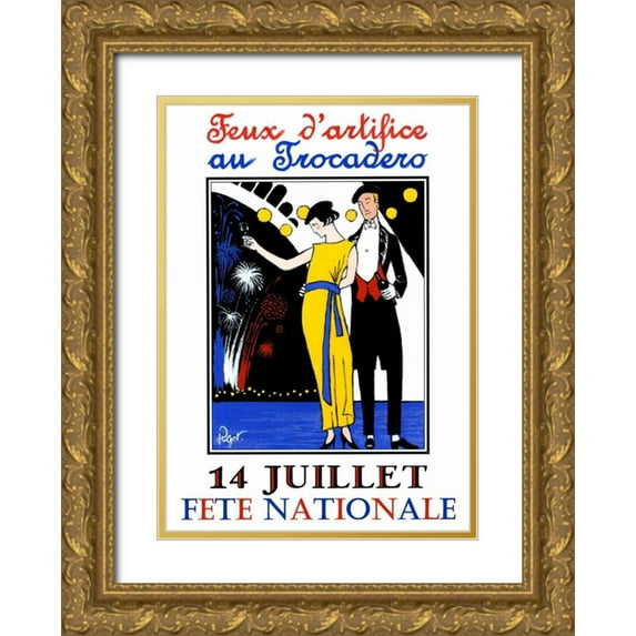 Got, Jean-Pierre 14x18 Gold Ornate Wood Framed with Double Matting Museum Art Print Titled - Feux d artifice