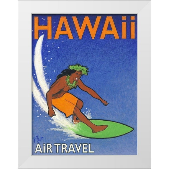 Got, Jean Pierre 25x32 White Modern Wood Framed Museum Art Print Titled - Hawaii Air Travel