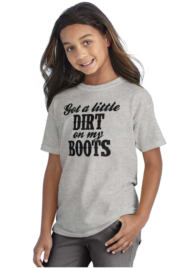 Got Little Dirt Boots Cute Southern Girls Kids T Shirt Tees Teen Brisco Brands L