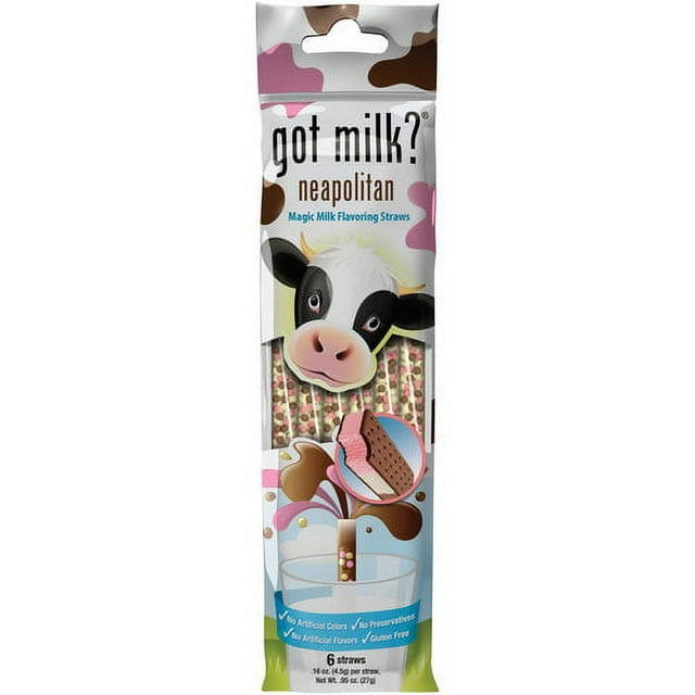 Got Milk? Magic Milk Neapolitan Flavoring Straws, 0.16 oz, 6 Count