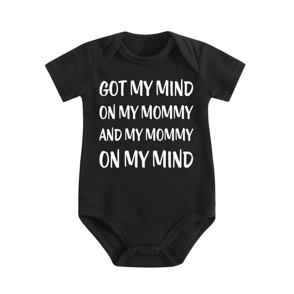 Got My Mind On My Mommy Baby Bodysuit Funny Cute Infant Clothes for Boys Girls Unisex Black-style 3-6M