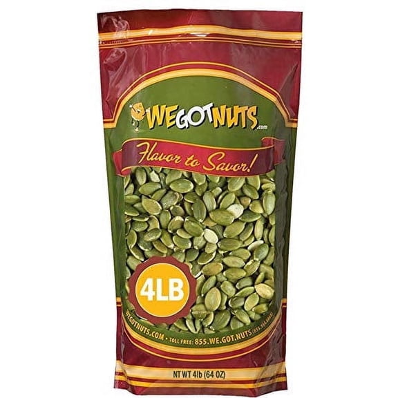 We Got Nuts Unshelled Raw Pumpkin Seeds, Kosher and Non-GMO, 4 lb, 64 oz, Resealable Bag