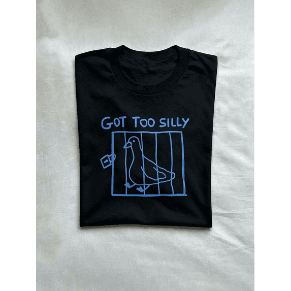 Got Too Silly Funny Duck In Cage Graphic T‑Shirt, Humor Casual Short Sleeve Unisex Tee