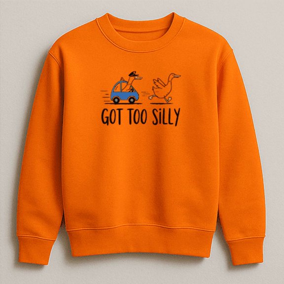 Got Too Silly Funny Goose Cartoon Retro Inspired Graphic Print Sweatshirt, up to size 5XL