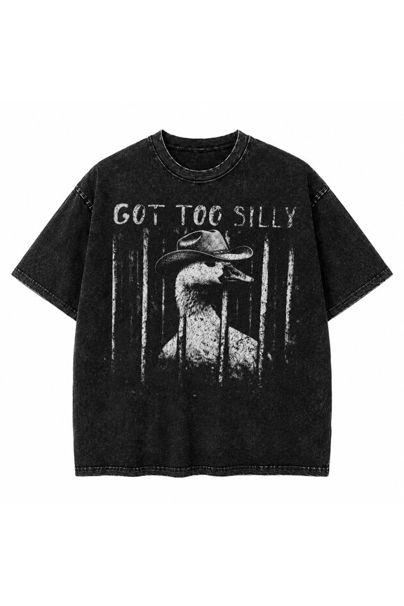 Got Too Silly Goose Graphic Mineral Washed T-Shirt, Unisex Cotton Tee