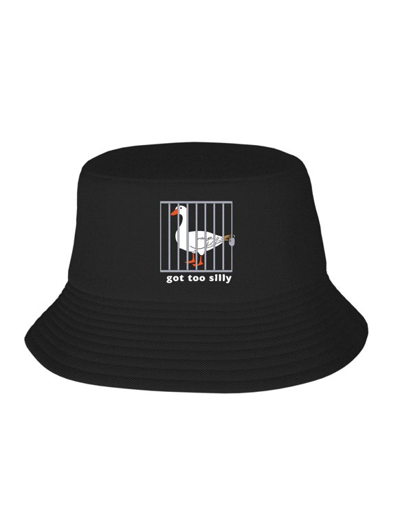 Got too Silly Printed Pattern Black Bucket Hats for Men Women Sun Protection