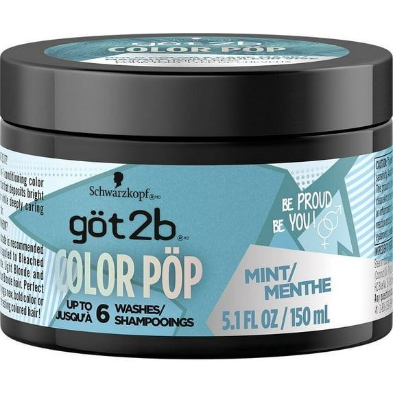 Got2b Color Pop Semi-Permanent Hair Color Mask, Mint, 5.1 oz