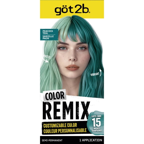 got2b Color Remix, Customizable Semi-Permanent Hair Color, 097 Peacock Teal, 1 Application