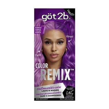 Got2b Color Remix, Customizable Semi-Permanent Hair Color, 094 Purple Punch, 1 Application