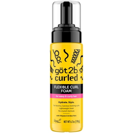 got2b Curled Flexible Curl Foam for Wavy & Curly Hair, Lightweight Hair Mousse, 6.7 oz