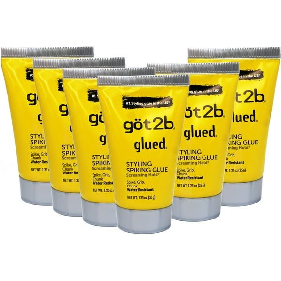 Got2b Glued Styling Spiking Glue, Screaming Hold, Spike, Grip, Chunk, Water resistant, 1.25 oz - 6 Pack