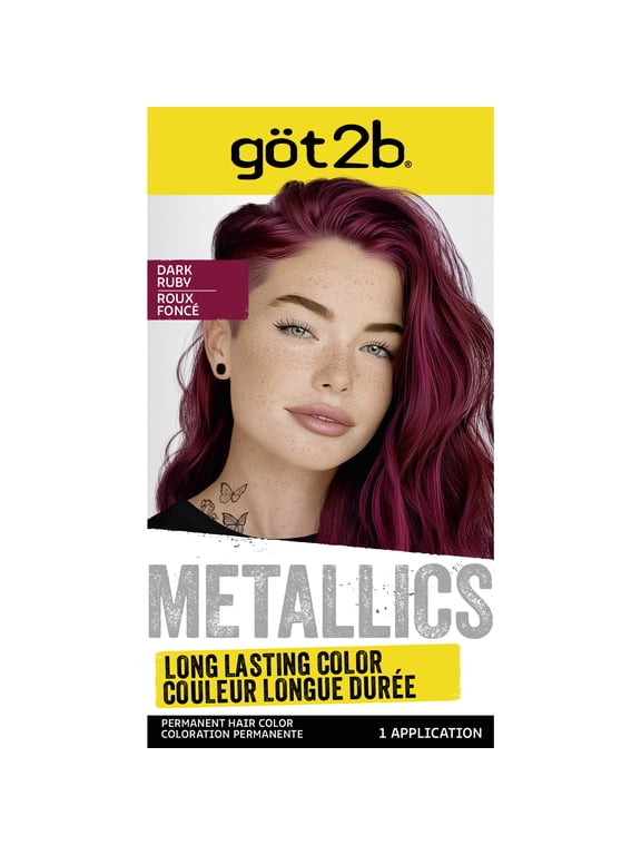 Metallics Permanent Hair Dye, M68 Dark Ruby, Hair Color for Women & Men, 1 Kit