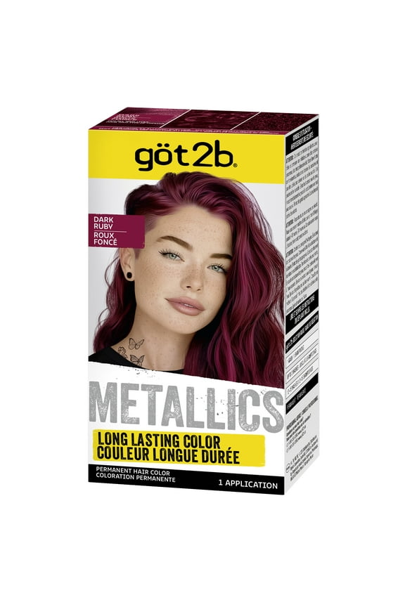 Metallics Permanent Hair Dye, M68 Dark Ruby, Hair Color for Women & Men, 1 Kit