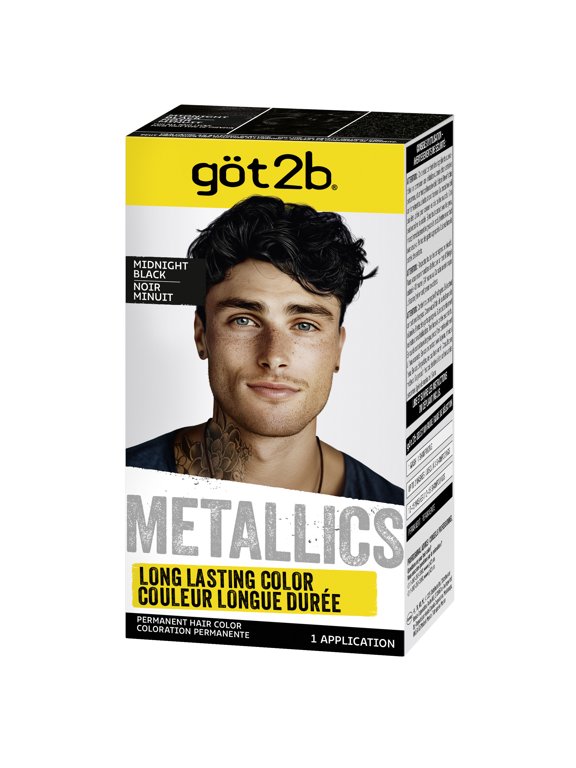 Metallics Permanent Hair Dye, M48 Midnight Black, Hair Color for Women & Men, 1 Kit