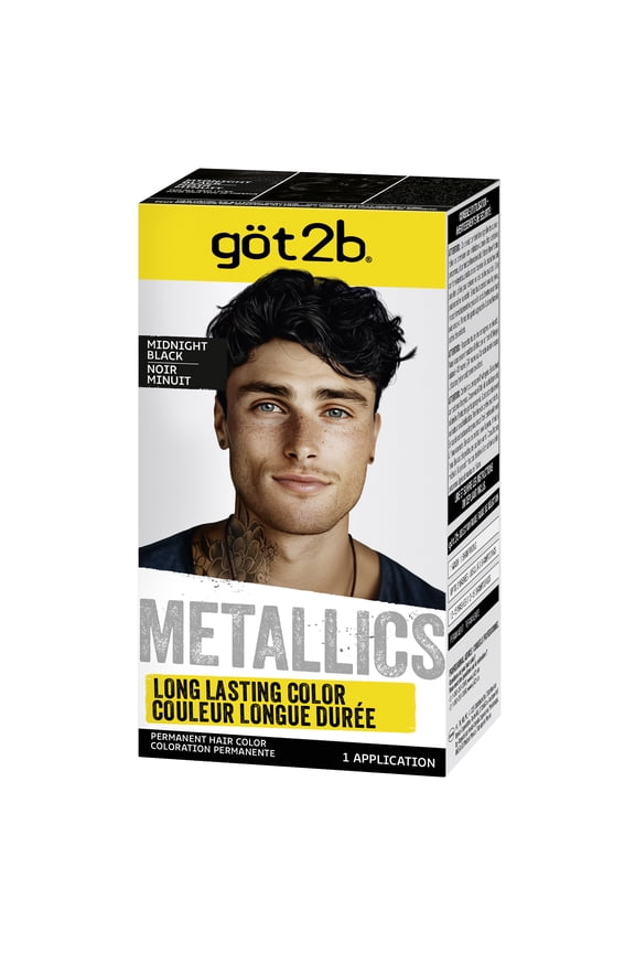 Metallics Permanent Hair Dye, M48 Midnight Black, Hair Color for Women & Men, 1 Kit