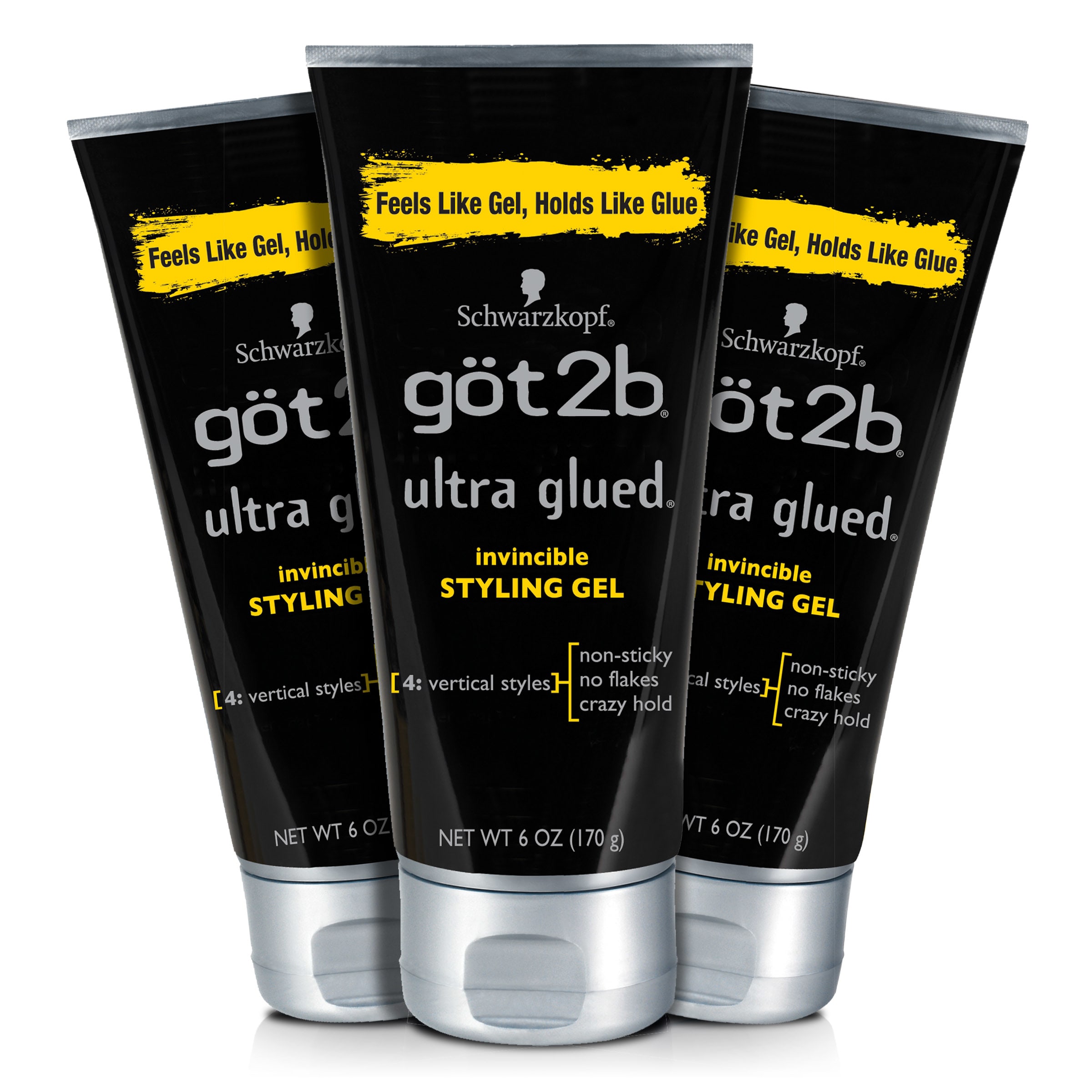Got2b Ultra Glued Invincible Styling Hair Gel, 6 oz (Count of 3) - image 1 of 9