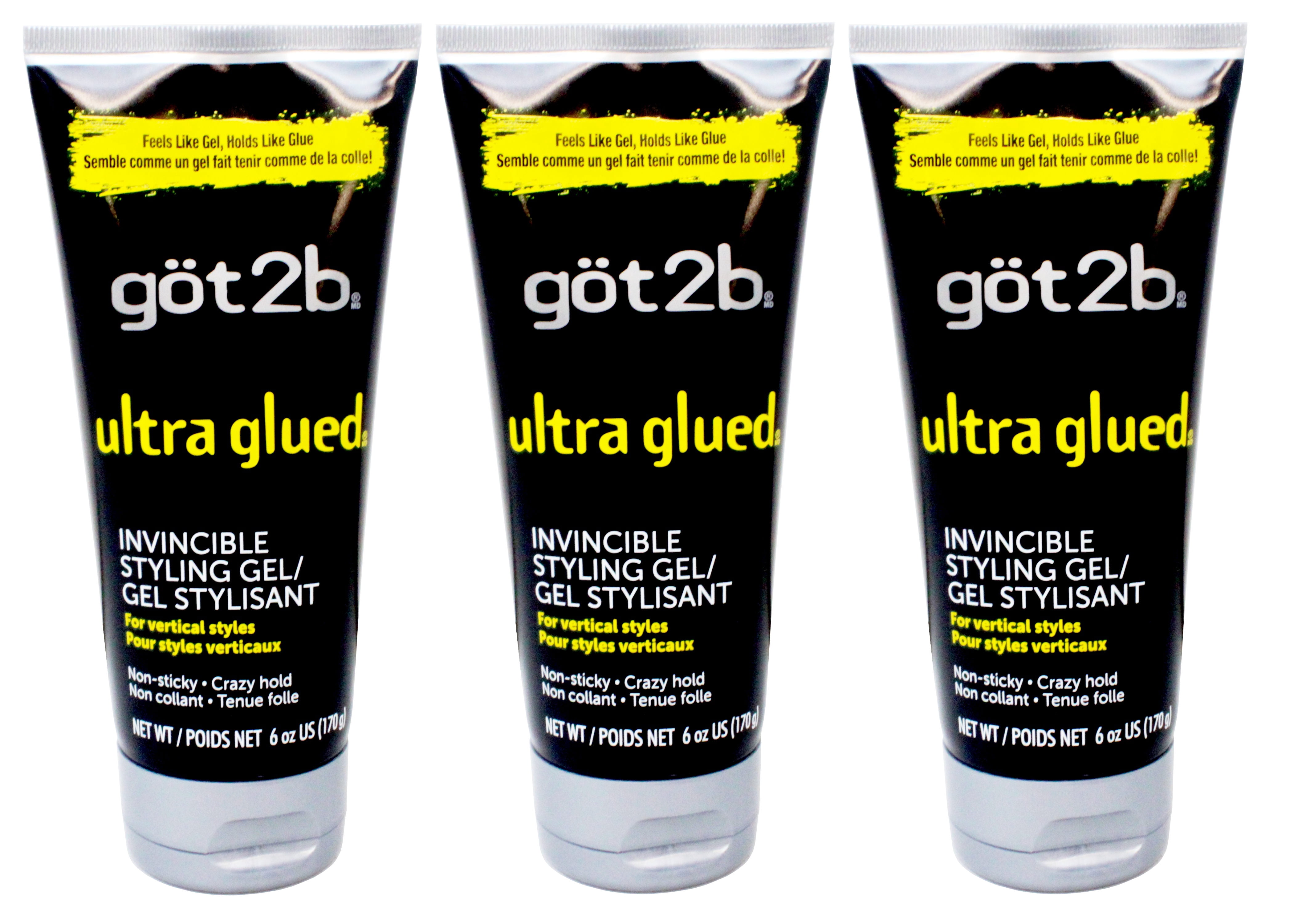Got2b Ultra Glued Invincible Styling Hair Gel, 6 oz (Count of 3)