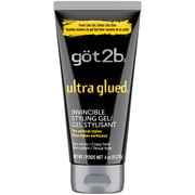 got2b Ultra Glued Invincible Styling Hair Gel, Extra Strong Hold for Men & Women, 6 oz
