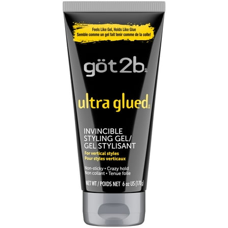got2b Ultra Glued Invincible Styling Hair Gel, Extra Strong Hold for Men & Women, 6 oz