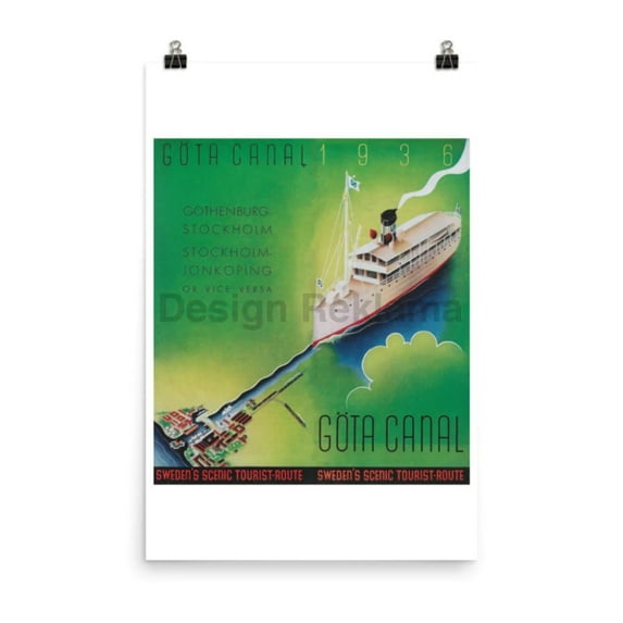 Gota Canal Sweden's Scenic Line, 1936. Unframed Vintage Travel Poster