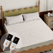 Heated Mattress Pad-Fit up to 15 with 6 Heat Settings Dual Control & 10 Hour Auto Off，Machine Washable，Queen