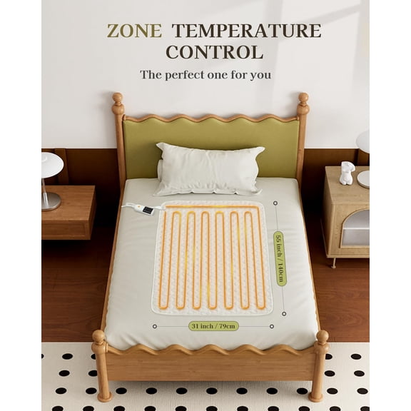 Gotcozy Heated Mattress Pad Mini Twin Size 31"x55" - Electric Mattress Pad with 9 Heat Settings & 10 Hour Auto Off Machine Washable(White)